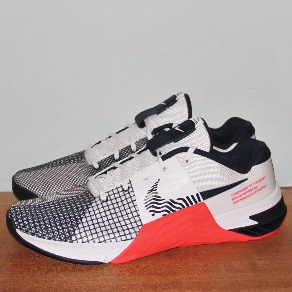Nike Metcon 8 Crossfit Training Shoes Mens 14 White Crimson Obsidian - Picture 2 of 6
